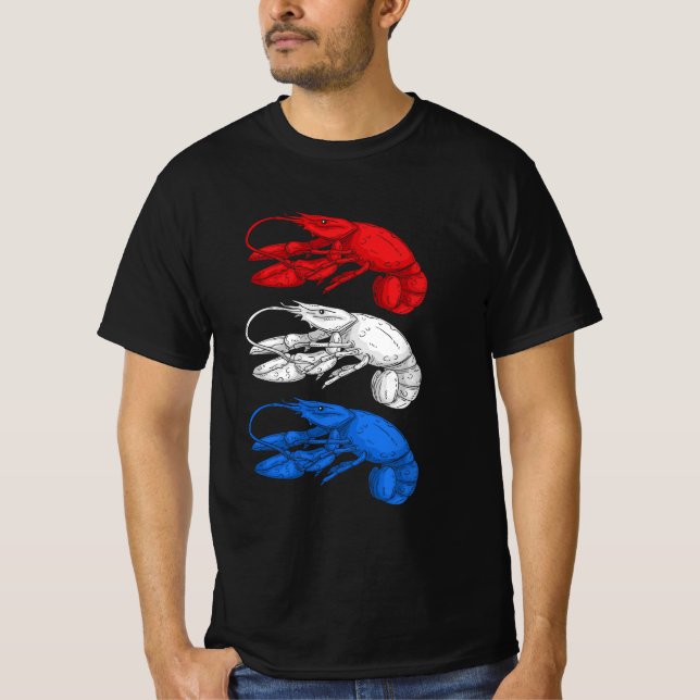 T-shirt Drapeau américain Bleu Blanc Rouge Cool Homards 4e (Devant)