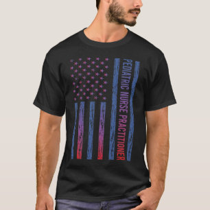 T-shirt Drapeau Américain Bleu Rouge Infirmière Pédiatriqu