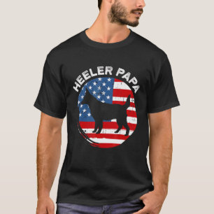 T-shirt Drapeau Américain Blue Heeler Papa Rouge Australia