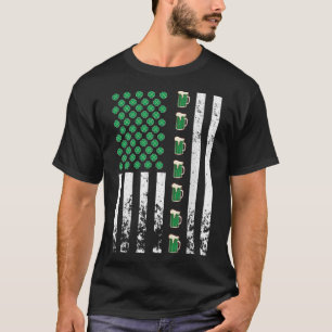 T-shirt Drapeau américain Boire Bière verte Shamrock irlan