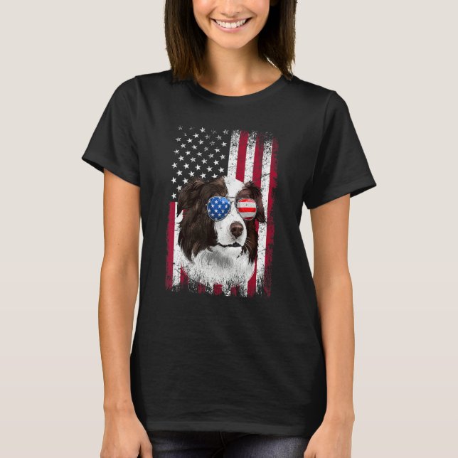 T-shirt Drapeau américain Border Collie patriotique  4  (Devant)
