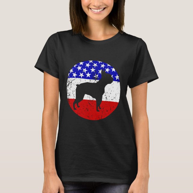 T-shirt Drapeau américain Boston Terrier Dog (Devant)