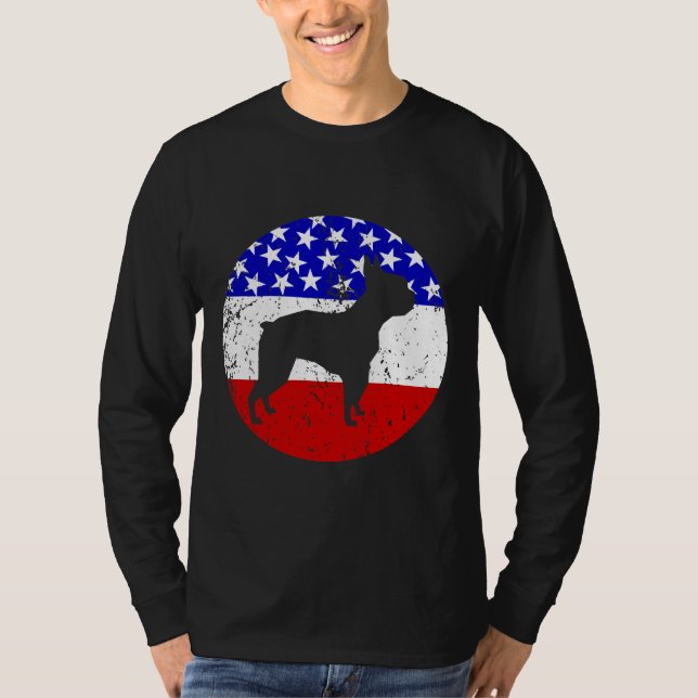 T-shirt Drapeau américain Boston Terrier Dog (Devant)