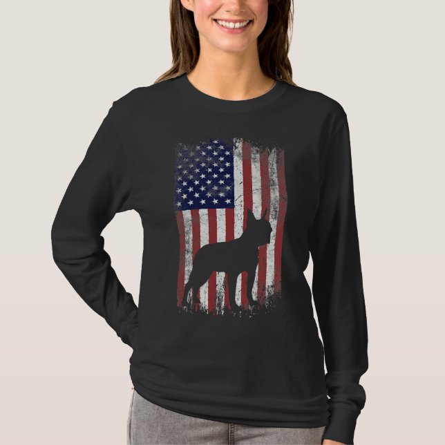 T-shirt Drapeau américain Boston Terrier Usa (Devant)