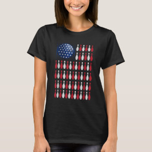 T-shirt Drapeau Américain Bowling Bowler Cadeaux Pour Bowl
