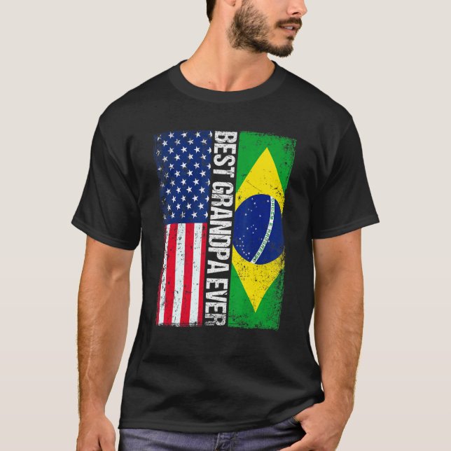 T-shirt Drapeau Américain Brésil Drapeau Meilleure famille (Devant)