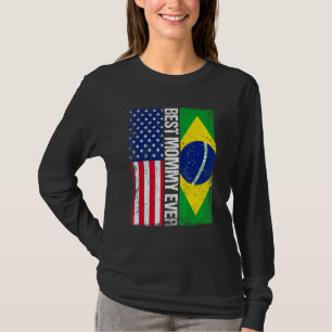 T-shirt Drapeau Américain Brésil Drapeau Meilleure maman J
