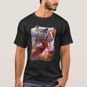 T-shirt Drapeau américain britannique Shorthair Eagle 4 ju