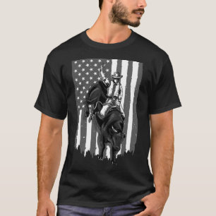T-shirt Drapeau américain Bull Riding Cowboy 4 juillet Pat