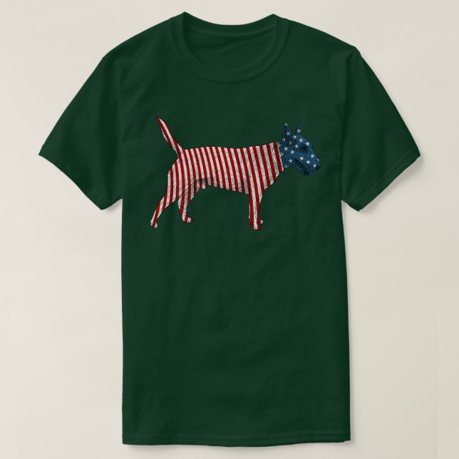 T-shirt Drapeau américain Bull Terrier Dog 4 juillet  (Design devant)