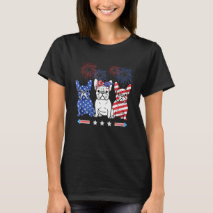T-shirt Drapeau américain Bulldog 4 juillet Independe