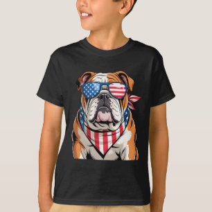 T-shirt Drapeau Américain Bulldog Patriotique 4 Juillet 20