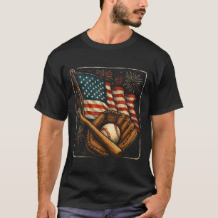 T-shirt Drapeau Américain Bysebyll Joueur Receveur Lanceur