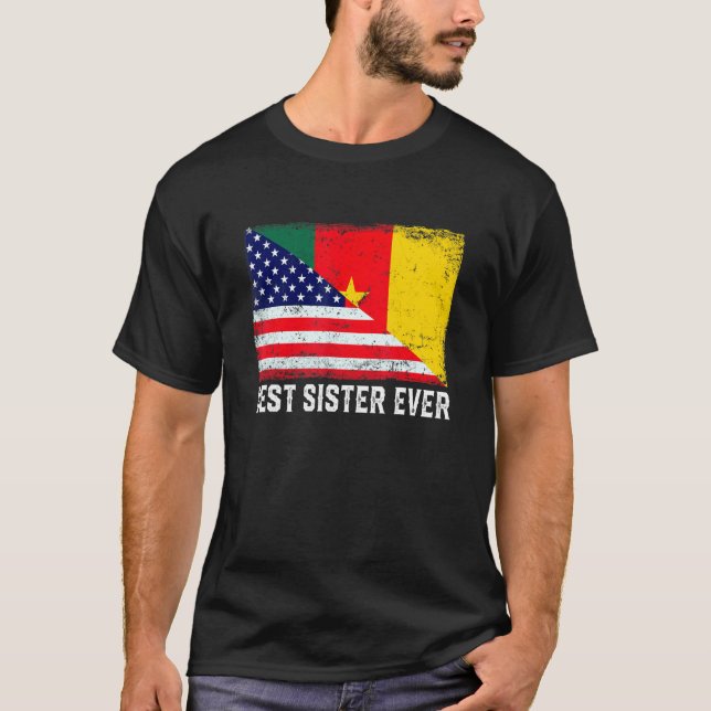 T-shirt Drapeau Américain Cameroun Distorti (Devant)