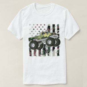 T-shirt Drapeau américain Camion Monster Retro