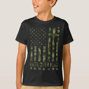 T-shirt Drapeau américain camouflage Foi sur la peur chrét