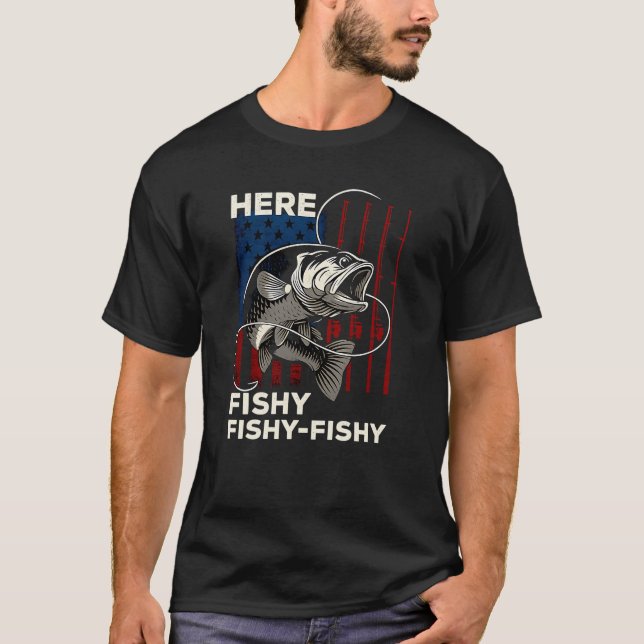 T-shirt Drapeau américain camouflage pêcheur (Devant)