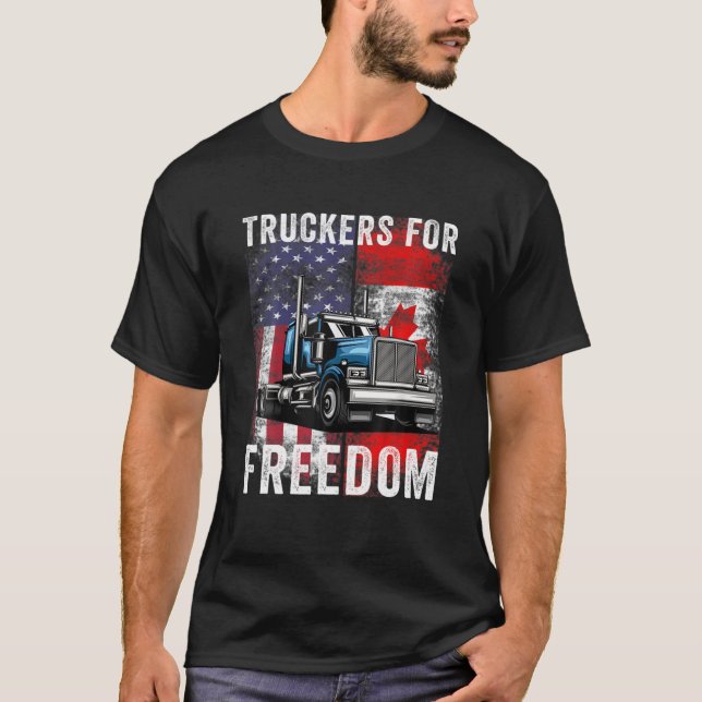 T-shirt Drapeau américain Canada Convoi pour la liberté du (Devant)