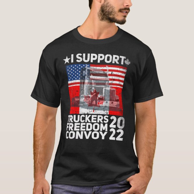 T-shirt Drapeau américain Canada Convoi pour la liberté du (Devant)