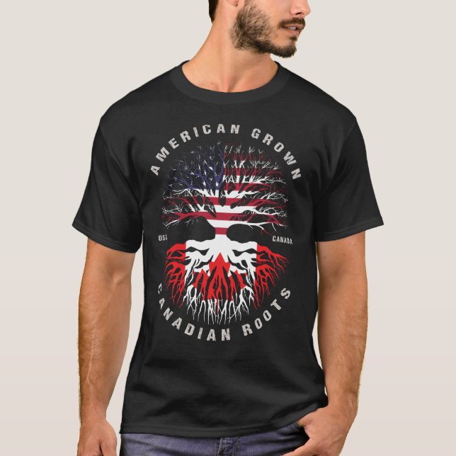 T-shirt Drapeau américain Canadian Roots CANADA (Devant)