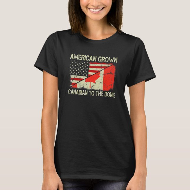 T-shirt Drapeau Américain Canadien À L'Oeil Us Canada (Devant)
