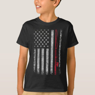 T-shirt Drapeau Américain Canne à Pêche Amateur de Pêche V