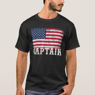 T-shirt Drapeau Américain Capitaine du 4 juillet pour les