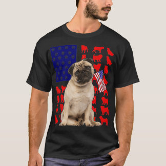 T-shirt Drapeau américain carlin 4 juillet Amoureux des ch