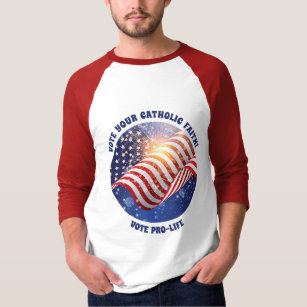 T-shirt Drapeau américain catholique pro-vie USA Stars & S