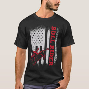 T-shirt Drapeau américain cavalier de taureau américain ro