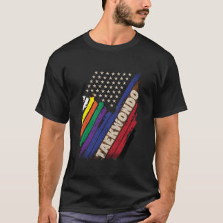 T-shirt Drapeau Américain Ceinture Blanche Noire Couleurs