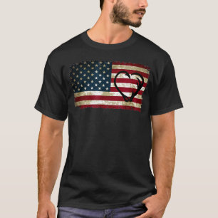T-shirt Drapeau Américain Cerf Chasse Pêche Petit Ami