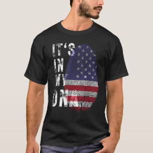 T-shirt Drapeau américain C'est dans mon ADN Empreinte pou