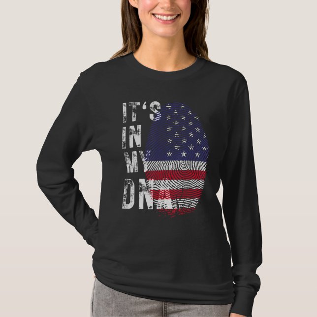 T-shirt Drapeau américain C'est dans mon ADN Empreinte pou (Devant)