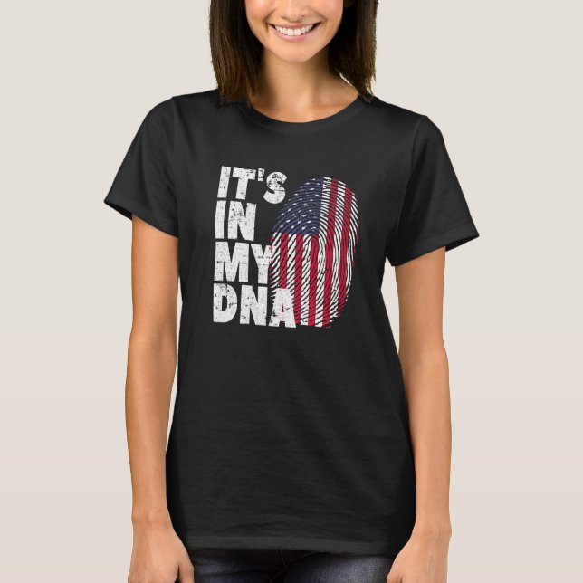 T-shirt Drapeau américain C'est dans mon ADN Empreinte pou (Devant)