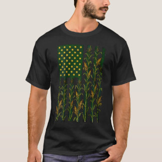 T-shirt Drapeau Américain Champ De Maïs Fermier Patriotiqu