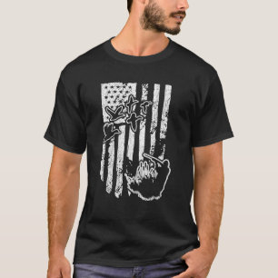 T-shirt Drapeau américain Chasse au canard Sports Chasseur