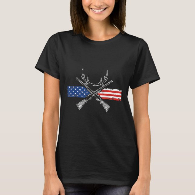 T-shirt Drapeau américain Chasse aux cerfs Don patriotique (Devant)