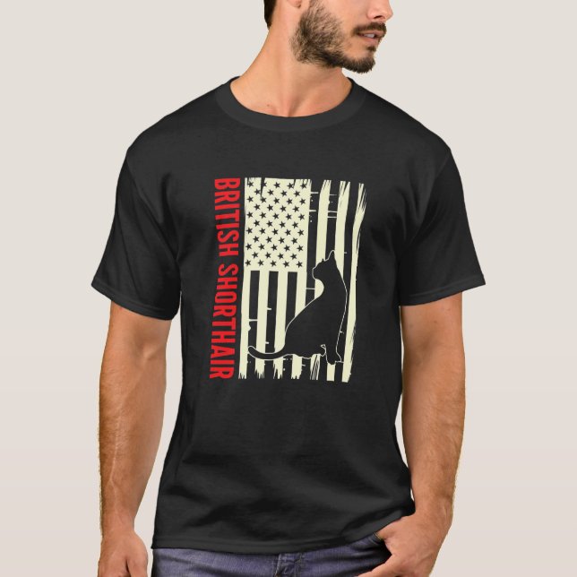 T-shirt Drapeau américain Chat de chat Kitten (Devant)
