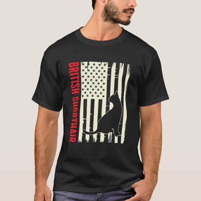 T-shirt Drapeau américain Chat de chat Kitten (Devant)
