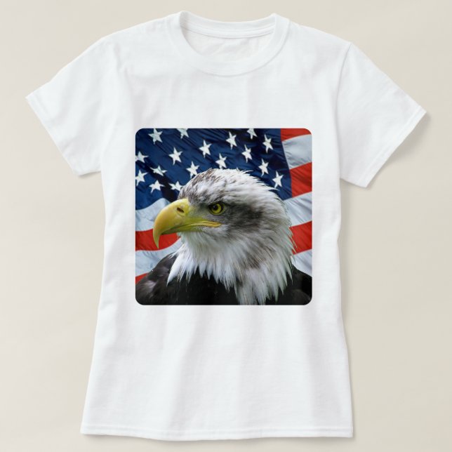 T-shirt Drapeau américain chauve d'Eagle (Design devant)