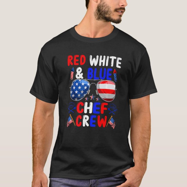 T-shirt Drapeau Américain, Chef Rouge Blanc Et Bleu (Devant)