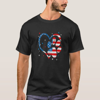 T-shirt Drapeau Américain Chien & Chat Empreinte Patriotiq