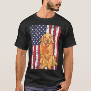 T-shirt Drapeau américain Chien patriotique triplé d'or