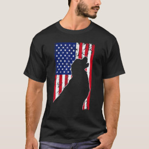 T-shirt Drapeau Américain Chien Retriever Doré Papa Maman