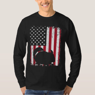 T-shirt Drapeau Américain Chinchilla Animal Vintage 4 Juil