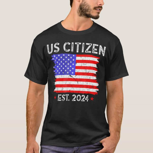 T-shirt Drapeau Américain - Citoyen Est 2024 - Ville Améri (Devant)