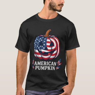 T-shirt Drapeau américain citrouille Halloween Usa étoiles