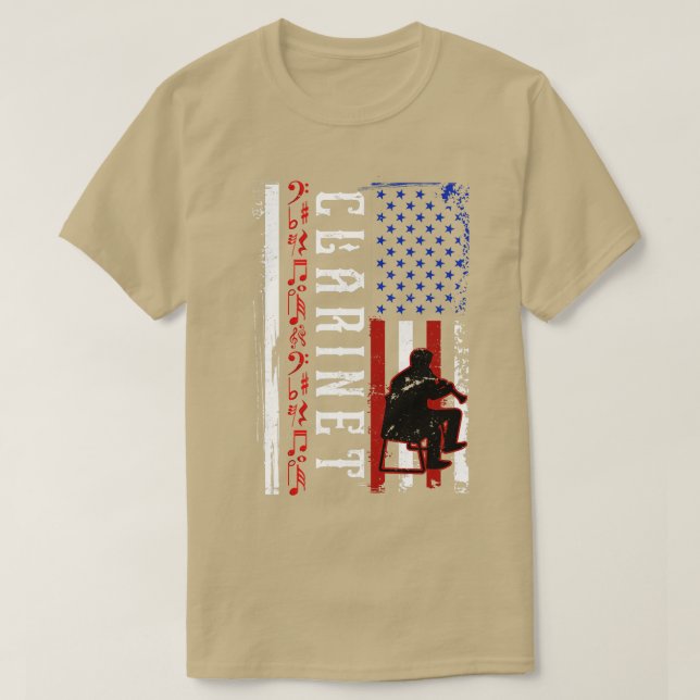 T-shirt Drapeau américain Clarinet Clarinet (Design devant)