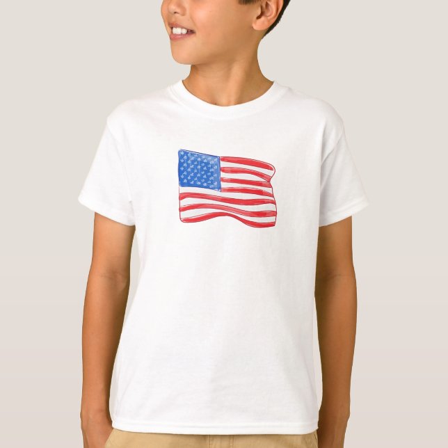 T-shirt Drapeau américain classique Patriote  (Devant)